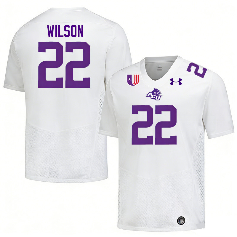 Abilene Christian Wildcats #22 E.J. Wilson College Football Jerseys,Uniforms Stitched-White Abilene Christian Wildcats #22 E.J. Wilson College Football Jerseys,Uniforms Stitched-White